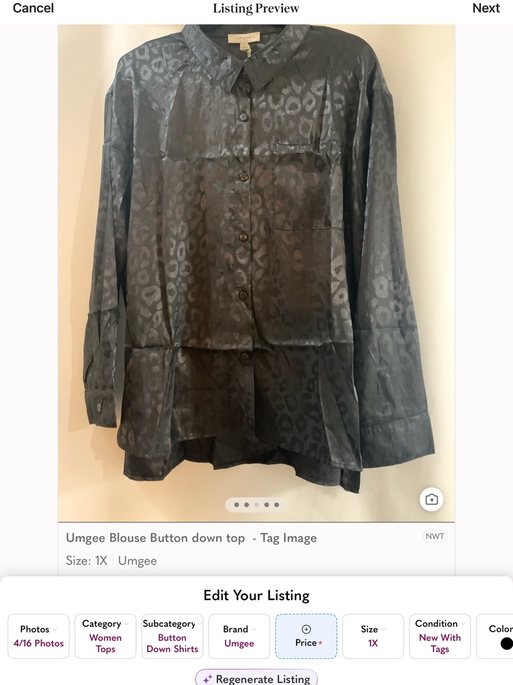 Umgee Blouse Button down top  - Tag Image - Picture 6 of 6